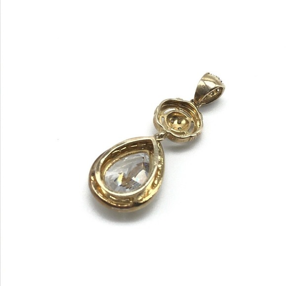 Michael Valitutti NH 925 Sterling Silver Vermeil Sparkly CZ Teardrop Pendant - Picture 3 of 3